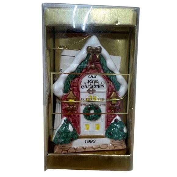 Fitz & Floyd Our 1st Xmas "Xmas at our House" 1st Edition 1993 Ornament with Box - Picture 4 of 7